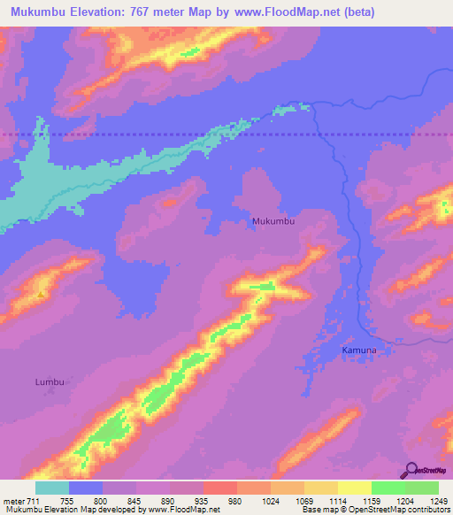 Mukumbu,Congo (Kinshasa) Elevation Map