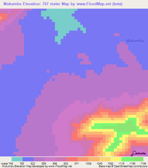 Mukumbu,Congo (Kinshasa) Elevation Map