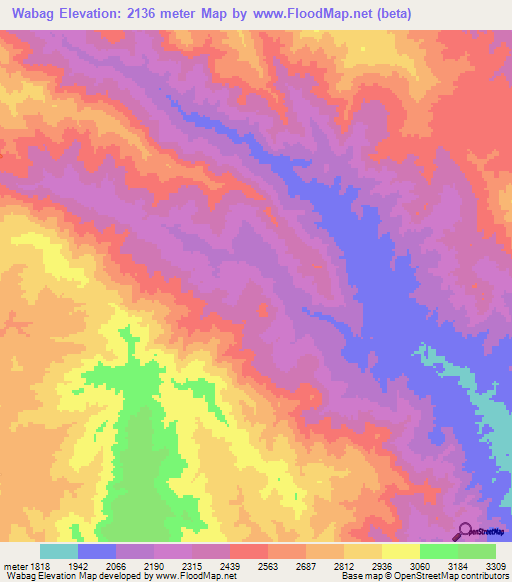 Wabag,Papua New Guinea Elevation Map