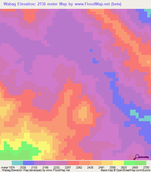Wabag,Papua New Guinea Elevation Map