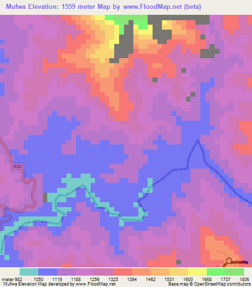 Mufwa,Congo (Kinshasa) Elevation Map