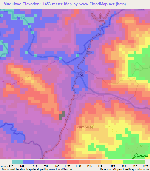 Mudubwe,Congo (Kinshasa) Elevation Map
