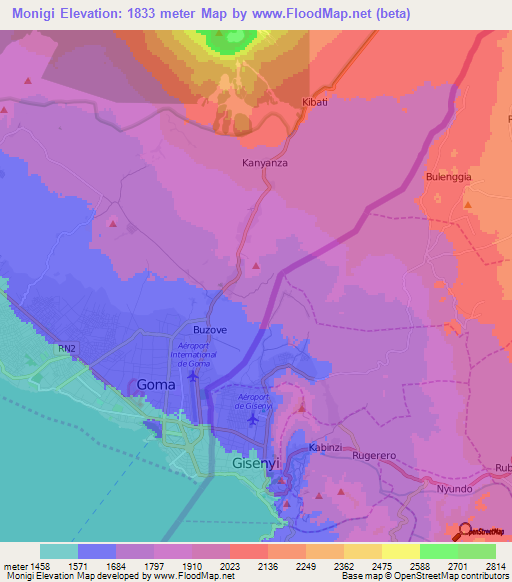 Monigi,Congo (Kinshasa) Elevation Map