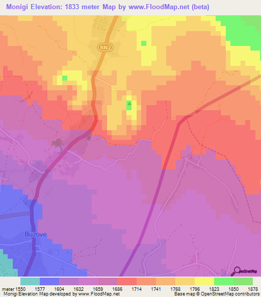 Monigi,Congo (Kinshasa) Elevation Map