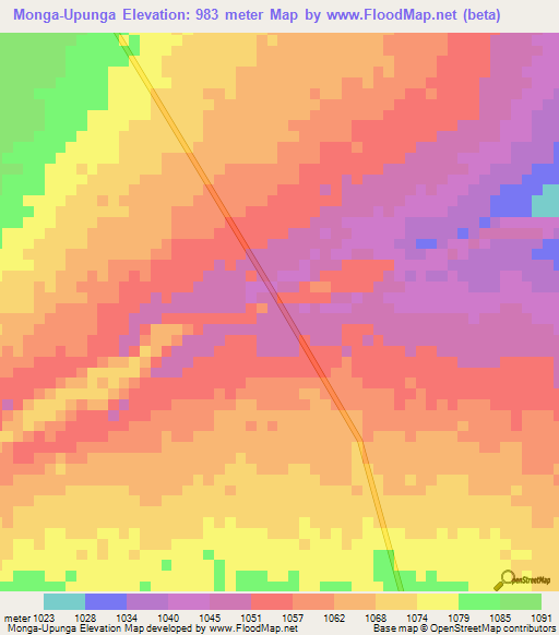 Monga-Upunga,Congo (Kinshasa) Elevation Map