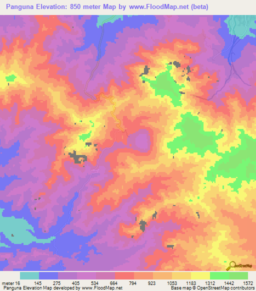 Panguna,Papua New Guinea Elevation Map