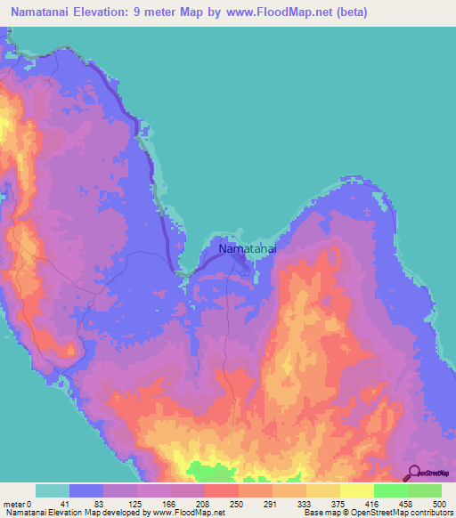 Namatanai,Papua New Guinea Elevation Map
