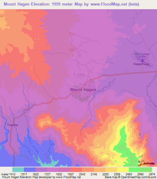 Mount Hagen,Papua New Guinea Elevation Map