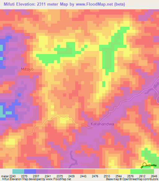 Mifuti,Congo (Kinshasa) Elevation Map