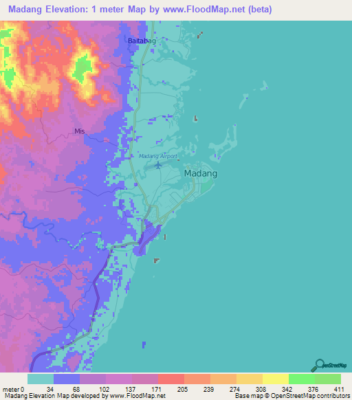 Madang,Papua New Guinea Elevation Map