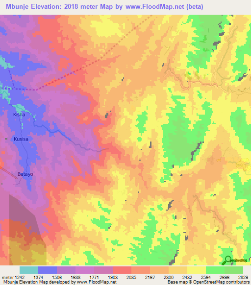 Mbunje,Congo (Kinshasa) Elevation Map