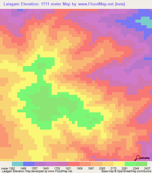 Laiagam,Papua New Guinea Elevation Map