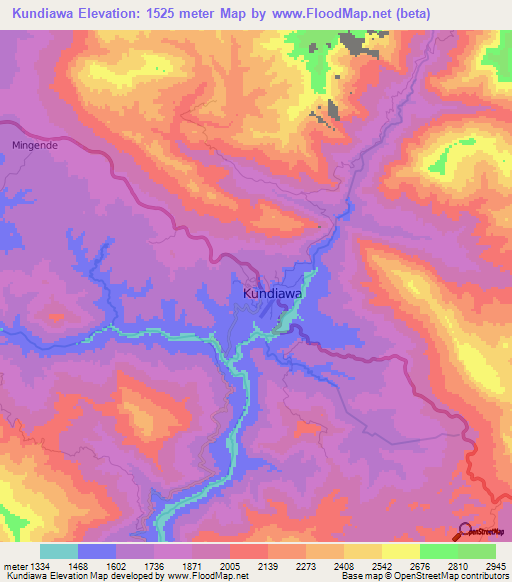 Kundiawa,Papua New Guinea Elevation Map