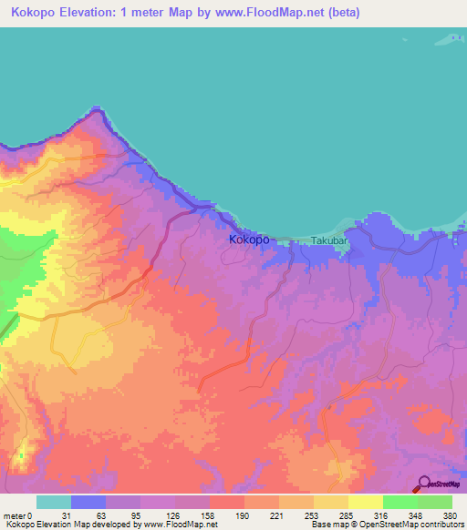 Kokopo,Papua New Guinea Elevation Map