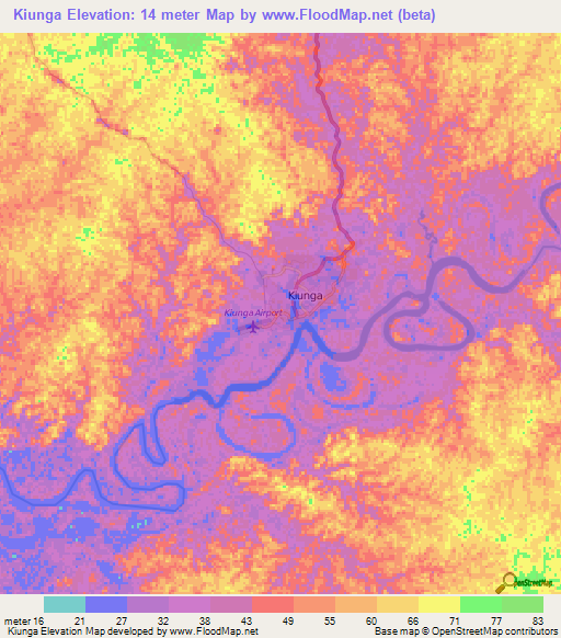 Kiunga,Papua New Guinea Elevation Map