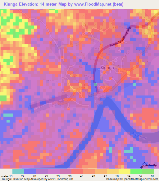 Kiunga,Papua New Guinea Elevation Map