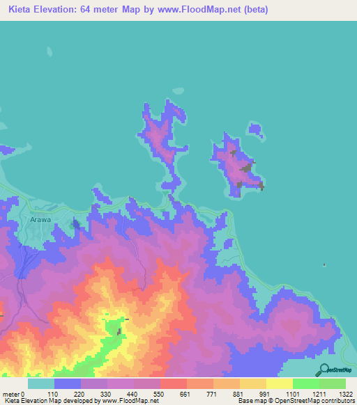 Kieta,Papua New Guinea Elevation Map