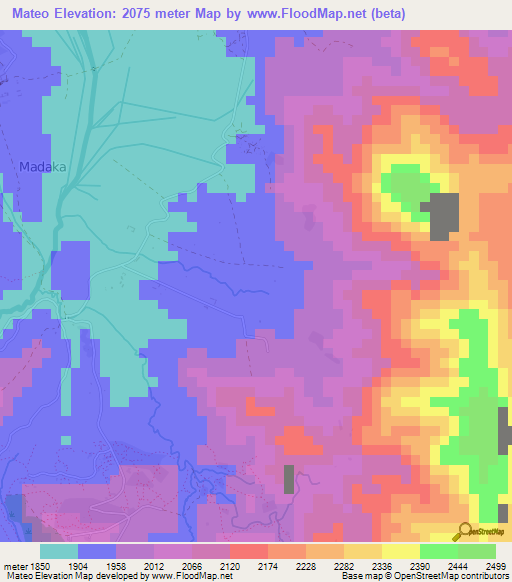 Mateo,Congo (Kinshasa) Elevation Map