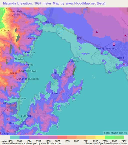 Matanda,Congo (Kinshasa) Elevation Map
