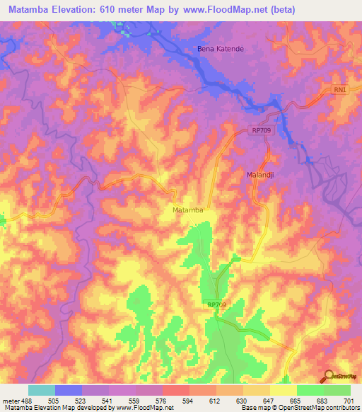 Matamba,Congo (Kinshasa) Elevation Map