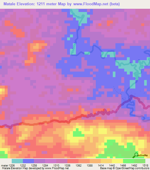 Matale,Congo (Kinshasa) Elevation Map