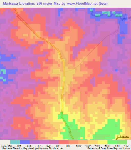 Marisawa,Congo (Kinshasa) Elevation Map