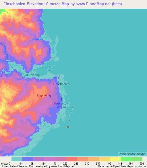 Finschhafen,Papua New Guinea Elevation Map