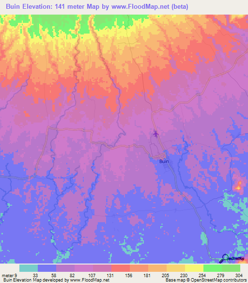 Buin,Papua New Guinea Elevation Map