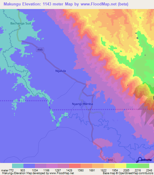 Makungu,Congo (Kinshasa) Elevation Map