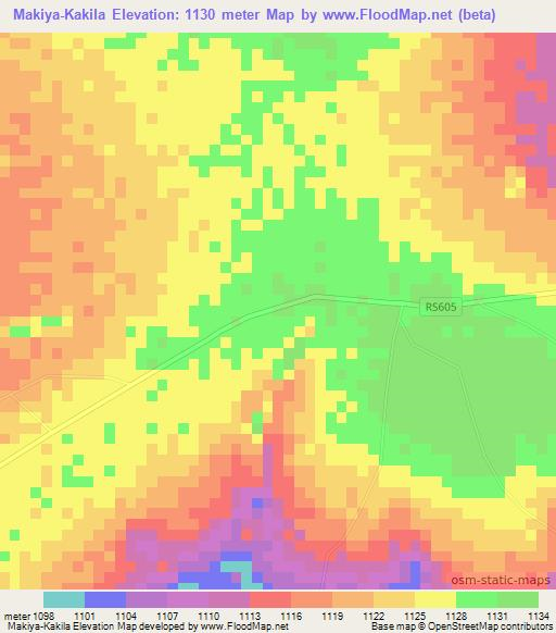 Makiya-Kakila,Congo (Kinshasa) Elevation Map