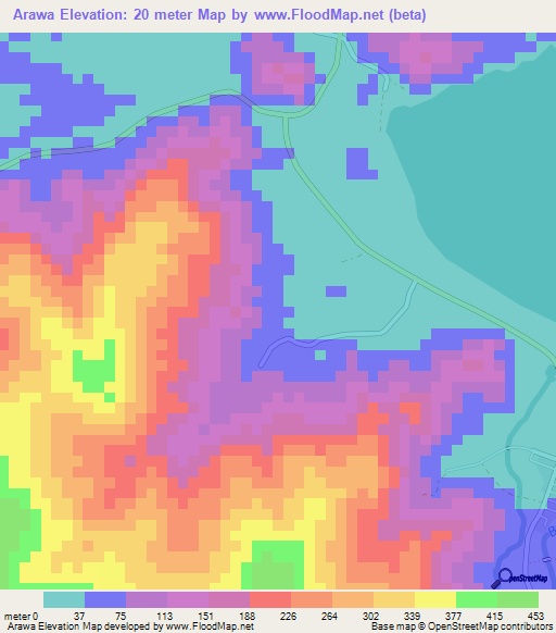 Arawa,Papua New Guinea Elevation Map