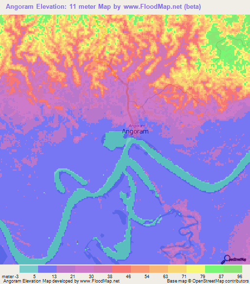 Angoram,Papua New Guinea Elevation Map