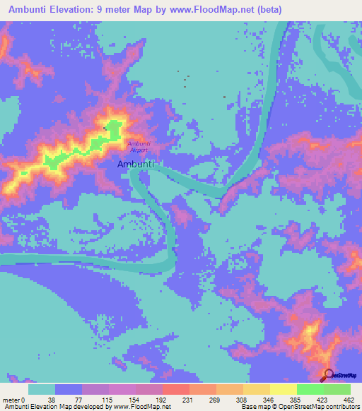 Ambunti,Papua New Guinea Elevation Map