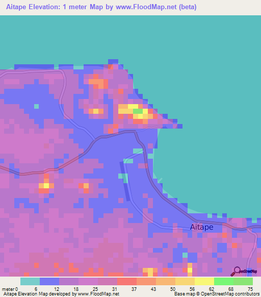 Aitape,Papua New Guinea Elevation Map