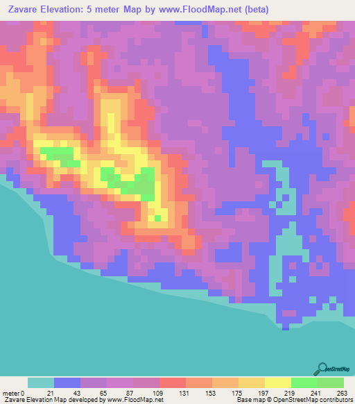 Zavare,Solomon Islands Elevation Map