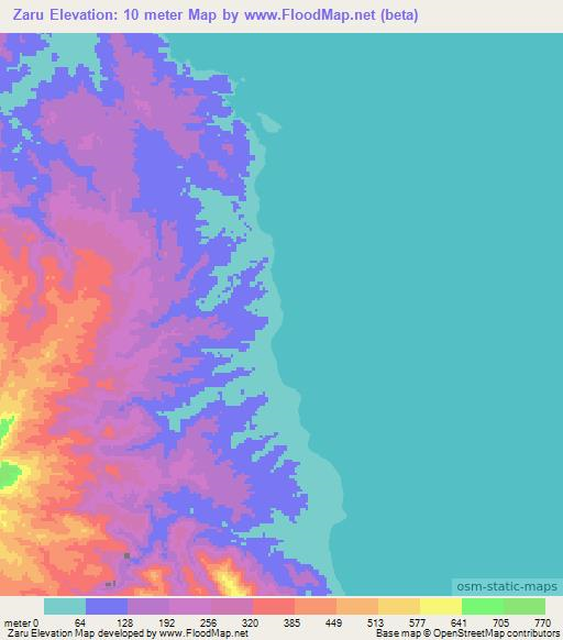 Zaru,Solomon Islands Elevation Map