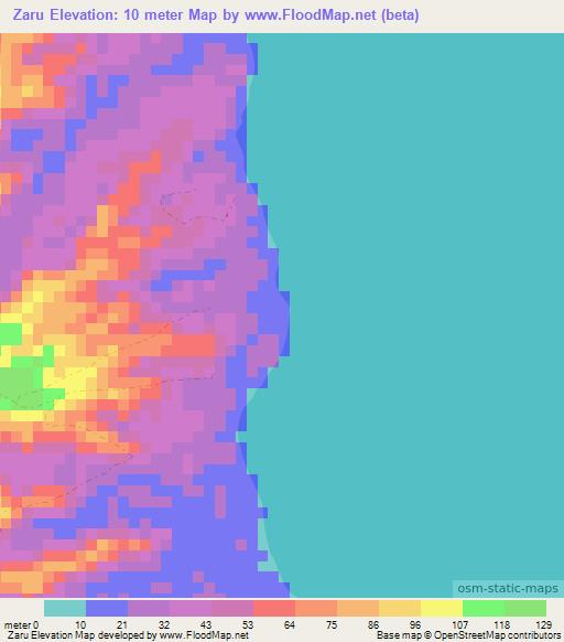 Zaru,Solomon Islands Elevation Map