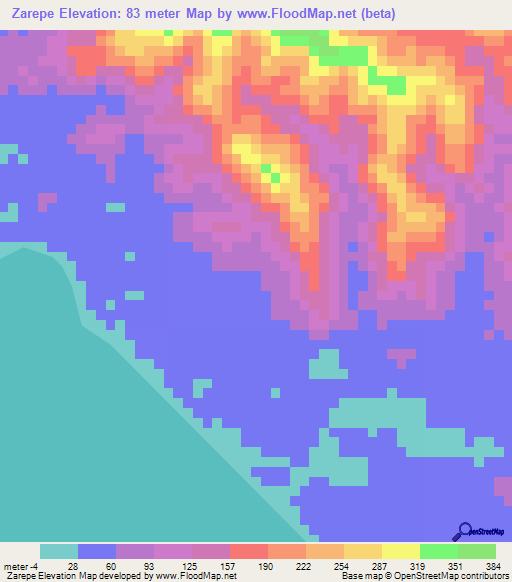 Zarepe,Solomon Islands Elevation Map