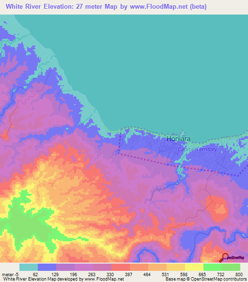 White River,Solomon Islands Elevation Map