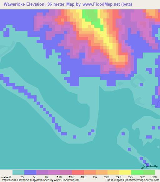 Wawarioke,Solomon Islands Elevation Map
