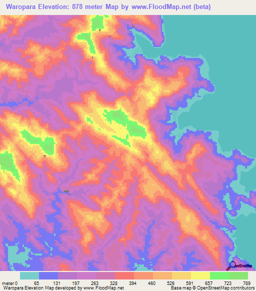 Waropara,Solomon Islands Elevation Map