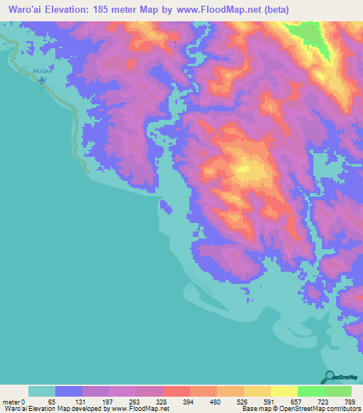 Waro'ai,Solomon Islands Elevation Map