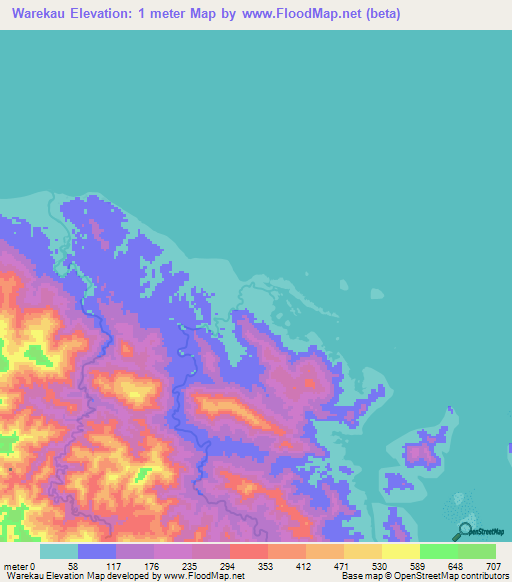 Warekau,Solomon Islands Elevation Map