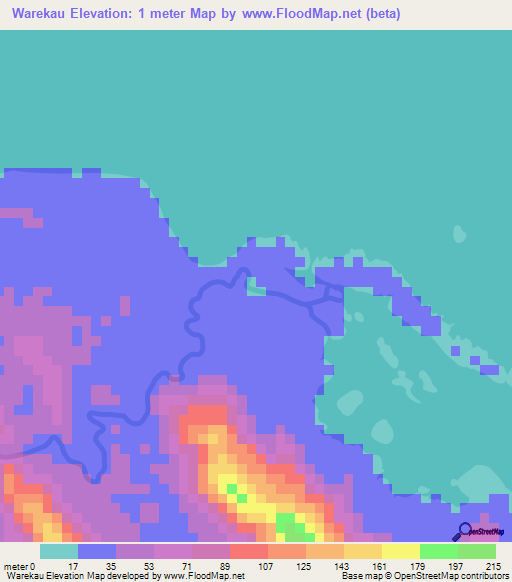 Warekau,Solomon Islands Elevation Map