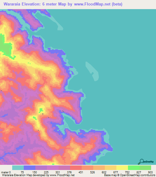 Wararaia,Solomon Islands Elevation Map