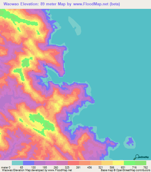 Waowao,Solomon Islands Elevation Map
