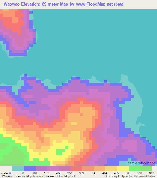 Waowao,Solomon Islands Elevation Map