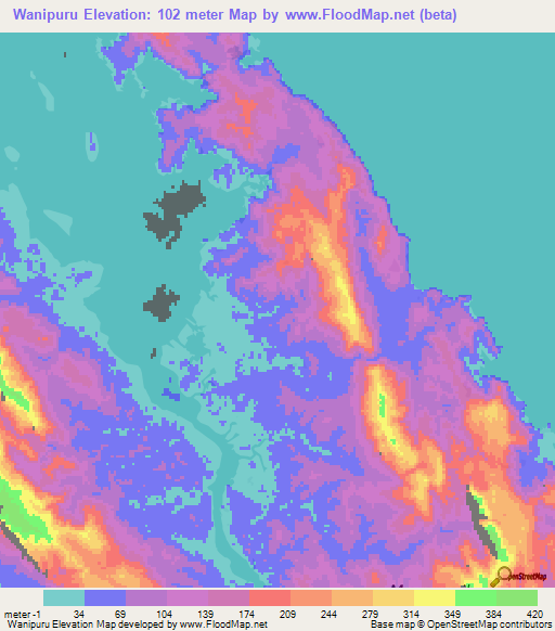 Wanipuru,Solomon Islands Elevation Map