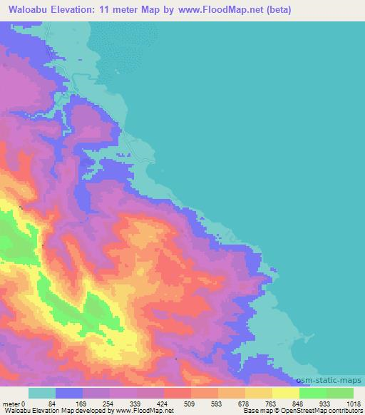 Waloabu,Solomon Islands Elevation Map