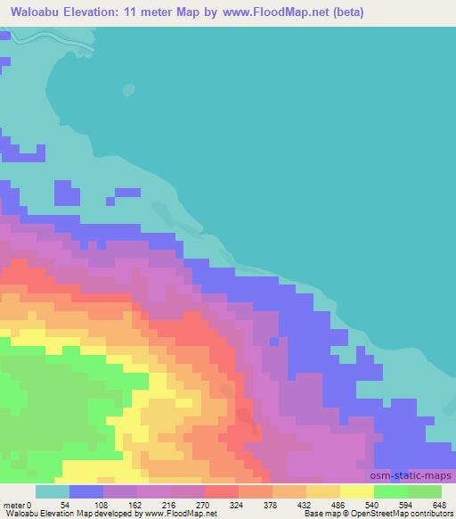 Waloabu,Solomon Islands Elevation Map